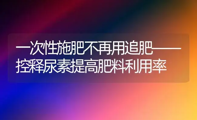 一次性施肥不再用追肥——控释尿素提高肥料利用率 | 植物肥料