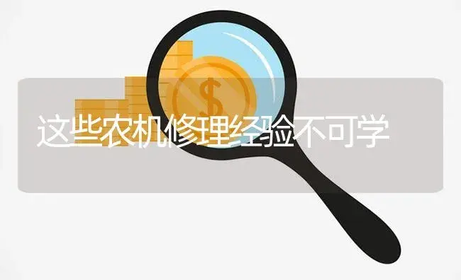 这些农机修理经验不可学 | 农资农机