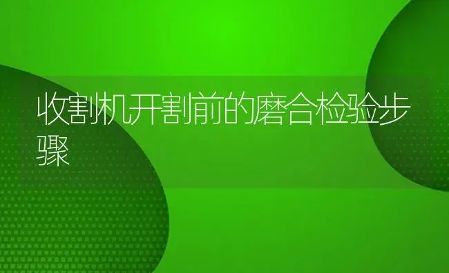 收割机开割前的磨合检验步骤 | 农资农机