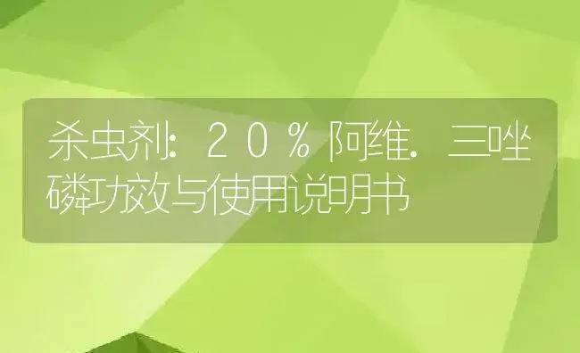 杀虫剂：20%阿维.三唑磷 | 适用防治对象及农作物使用方法说明书 | 植物农药