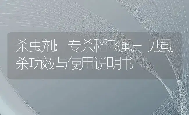 杀虫剂：专杀稻飞虱-见虱杀 | 适用防治对象及农作物使用方法说明书 | 植物农药