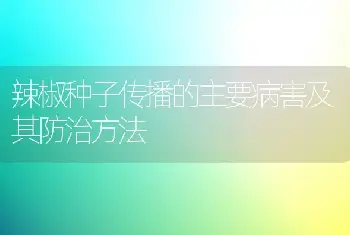 辣椒种子传播的主要病害及其防治方法