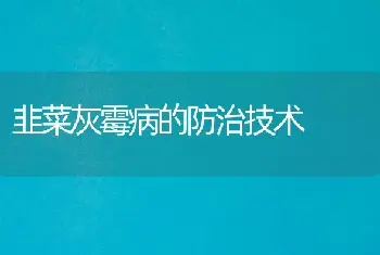 韭菜灰霉病的防治技术